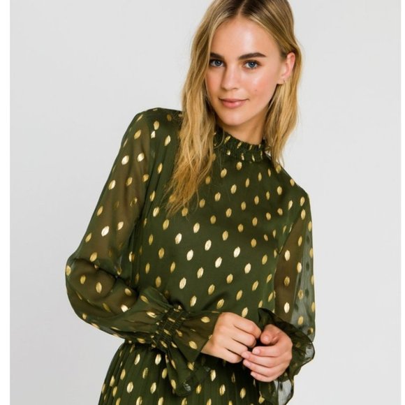 Endless Rose Tops - NWT Endless Rose Metallic Polka Dot Chiffon Blouse